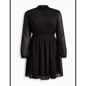 Torrid Black Sheer Polka Dot Dress